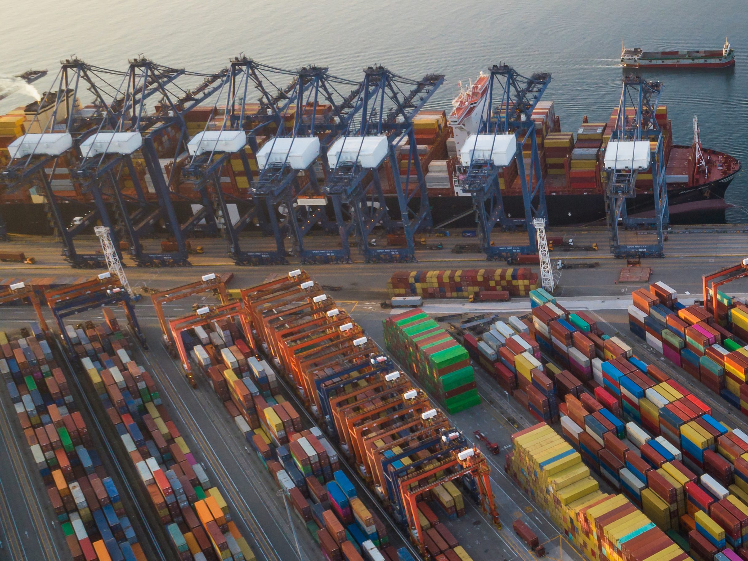 aerial view of yantian container terminal in shenzhen city, china